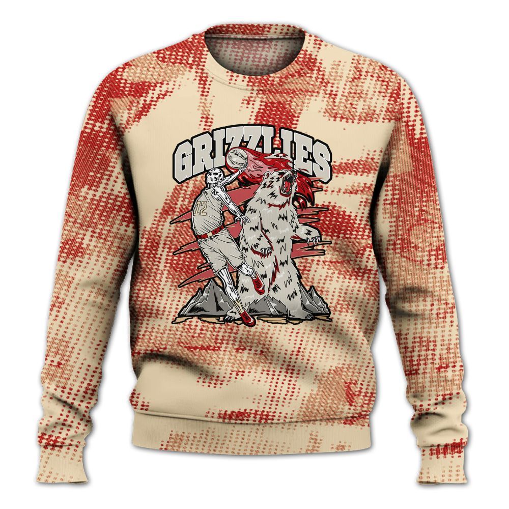 Sweatshirt To Match Dunk Low Strawberry Waffle - Grizzly Bear Skeleton Brown Sugar All Over Print