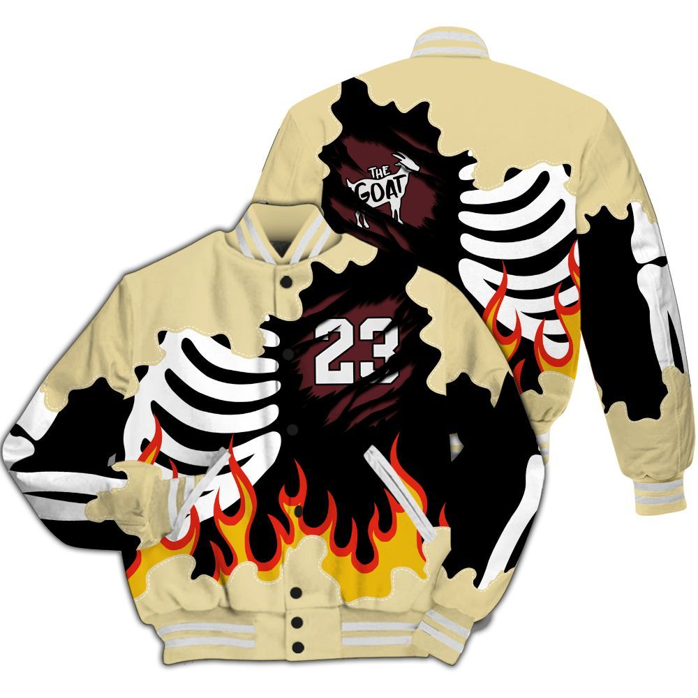 Varsity Jacket To Match Women Phantom 12s - Burning Skeleton 23 G.O.A.T All Over Print