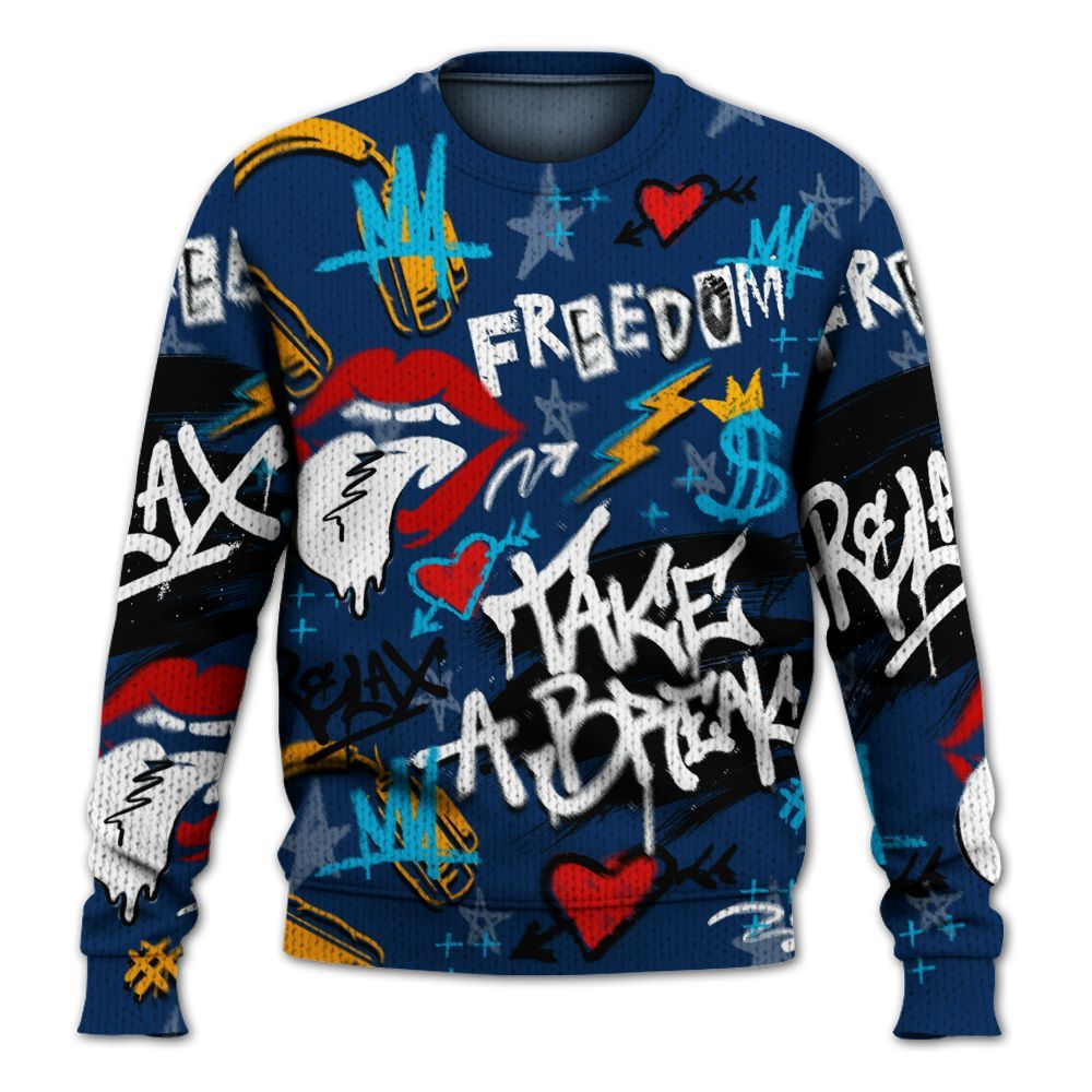 Knitted Sweater To Match Dunk Low GS Electric Algae - Take Break Freedom Graffiti Streetwear