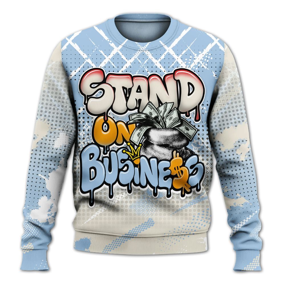 Sweatshirt To Match Retro High OG Pale Ivory Psychic Blue 1s - Halftone Stand Business Dripping All Over Print
