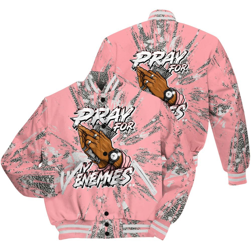 Varsity Jacket To Match Retro Wings 3s Shirt - Prayed For Enemies Graphic Luxury All Over Print