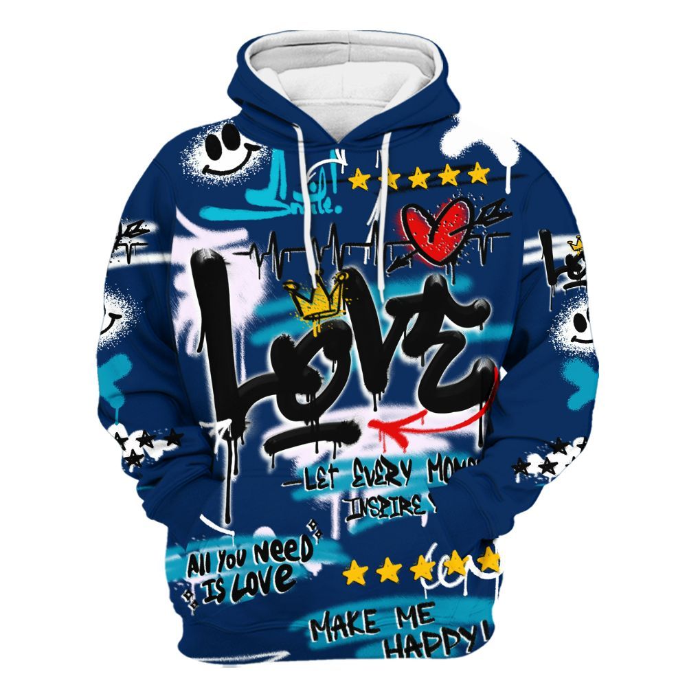 Hoodie To Match Kobe 5 X-Ray - Happy Love Beats Graffiti Streetwear All Over Print