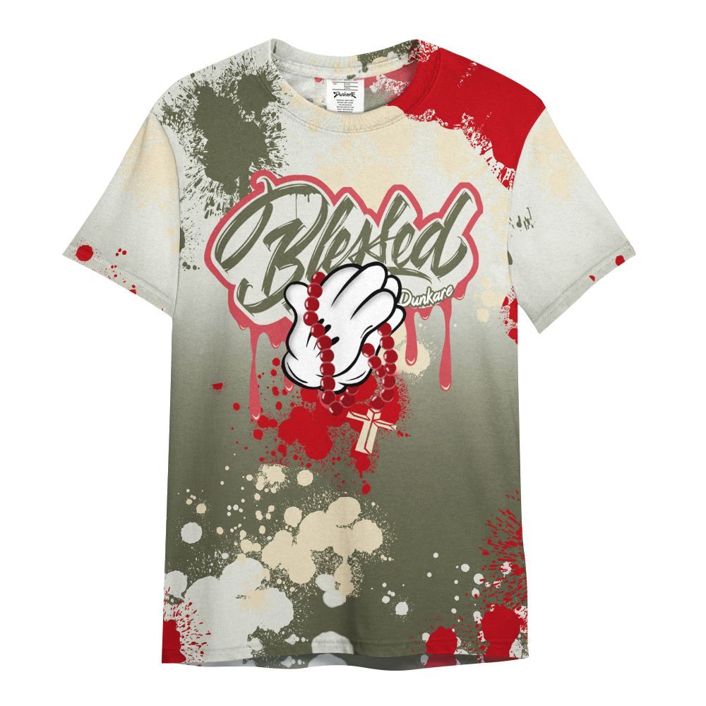 Shirt To Match Low OG Medium Olive 1s - God Blessed Dripping All Over Print