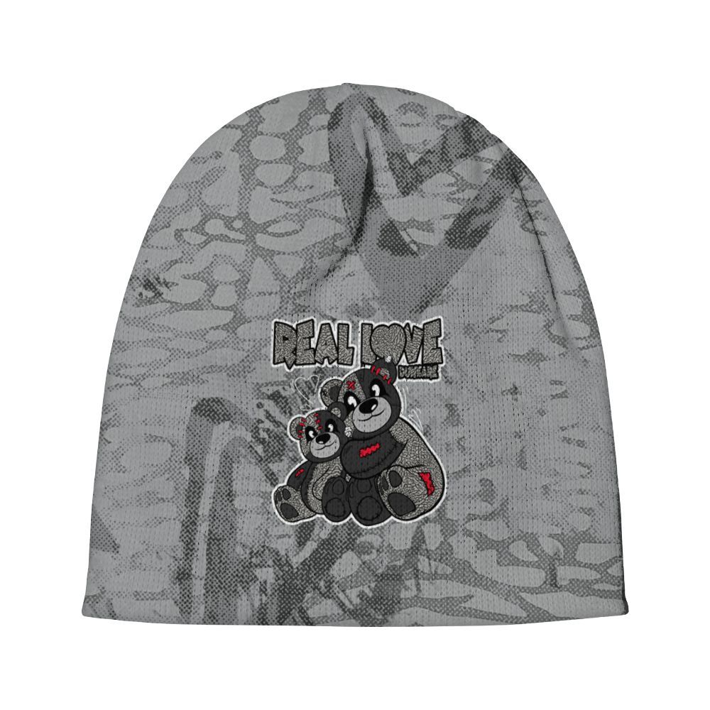 Beanie Hat To Match Black Cement 3s - Sincere Fondness Bear Graphic