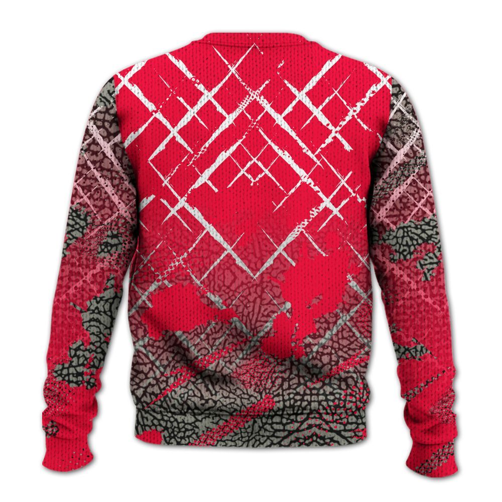 Knitted Sweater To Match Retro Fire Red 3s - Halftone Stand Business Dripping