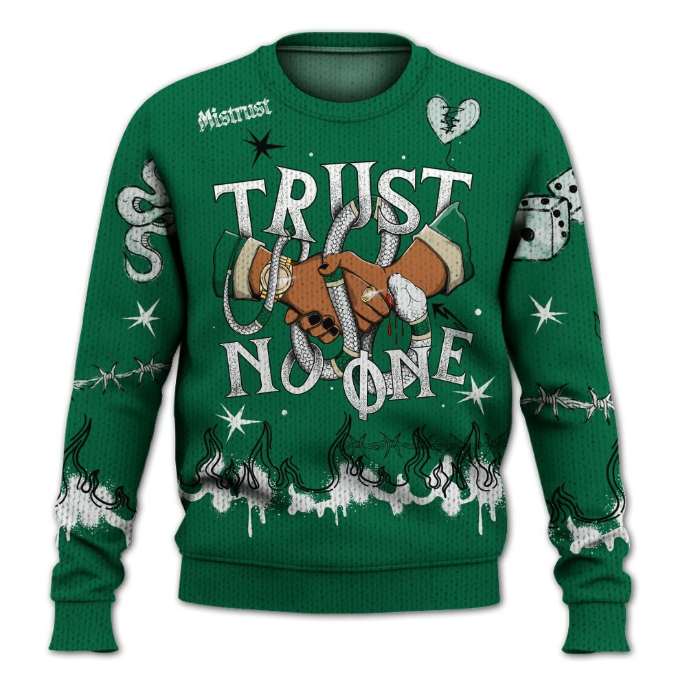 Knitted Sweater To Match Pine Green 4s - Trust No One Snake-Bite Doodle Crayon