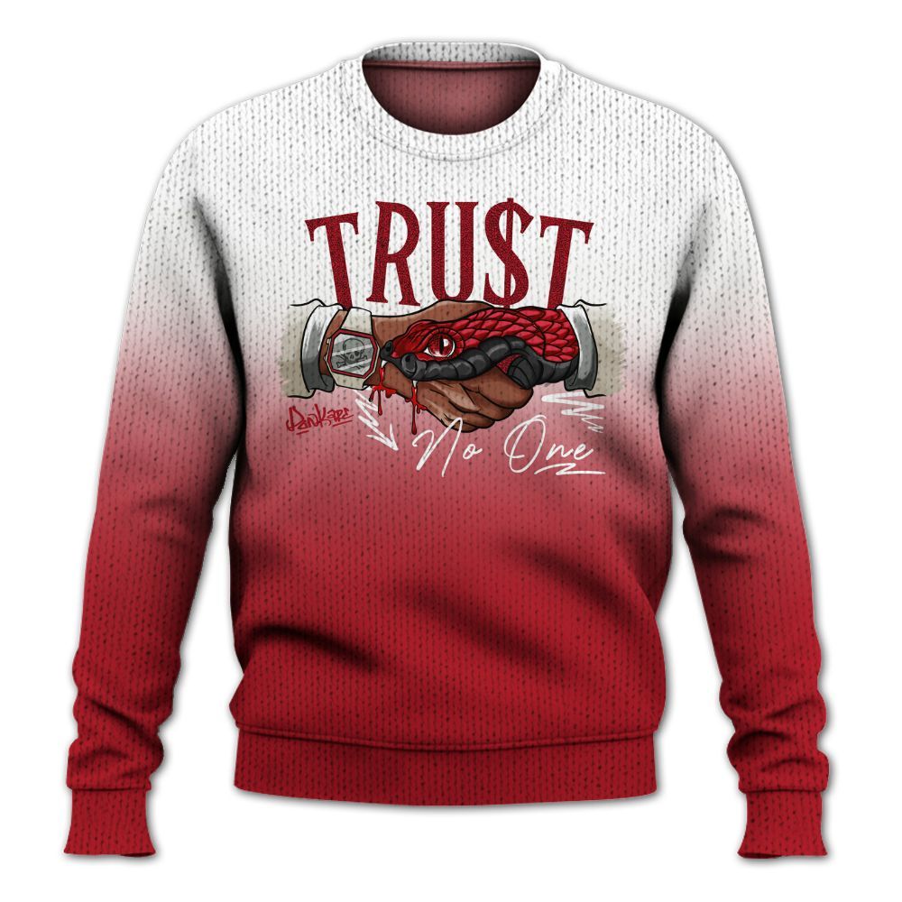 Sweater To Match Mid Red Cracked Leather 1s - Trust No One Drip Graphic