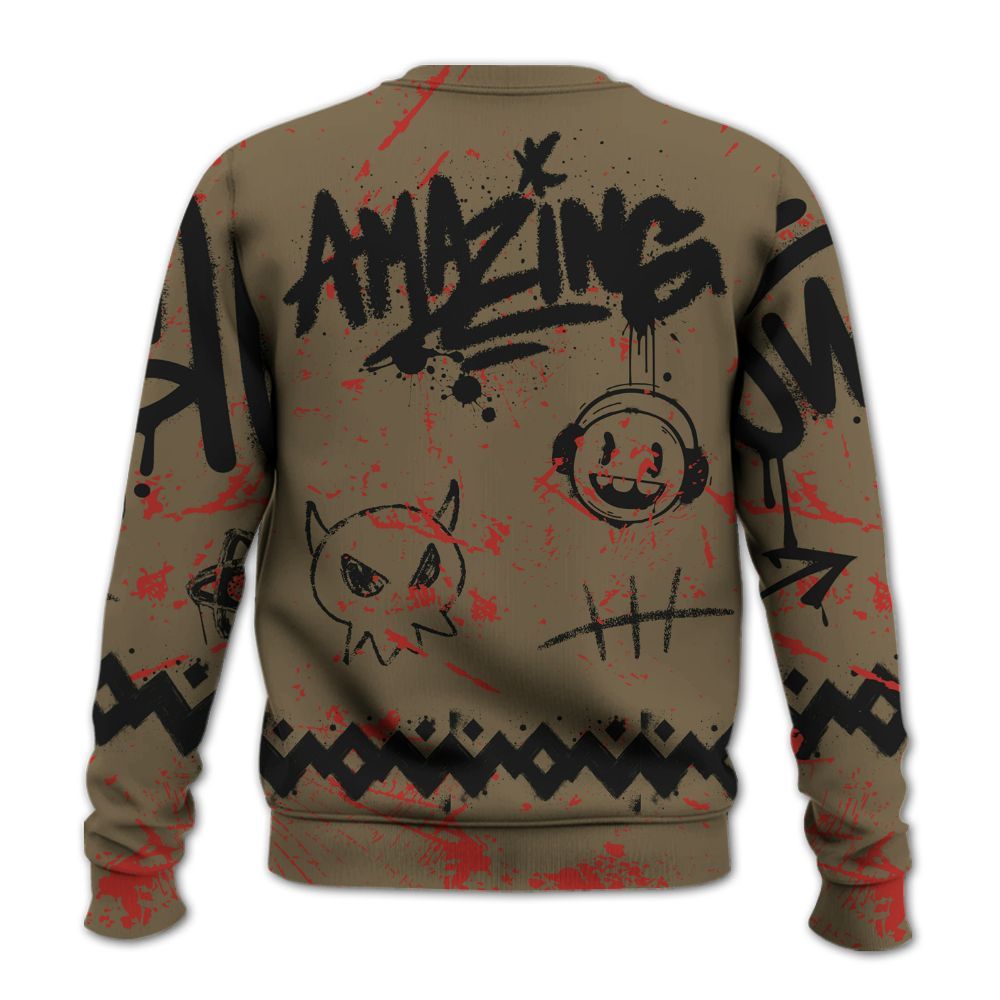 Sweatshirt To Match Olive 9s - Friday Sneaker Crayon All Over Print