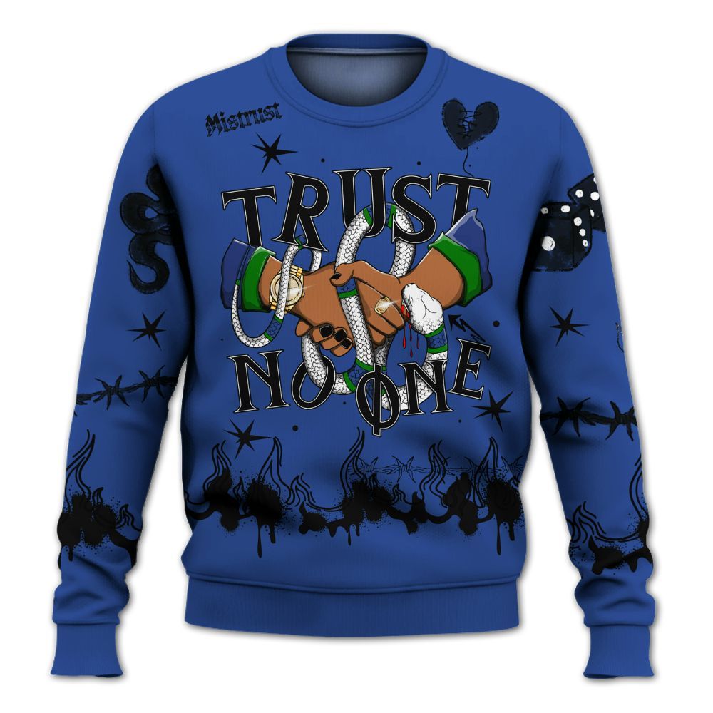 Sweatshirt To Match Retro Hyper Royal 13s - Trust No One Snake-Bite Doodle Crayon All Over Print