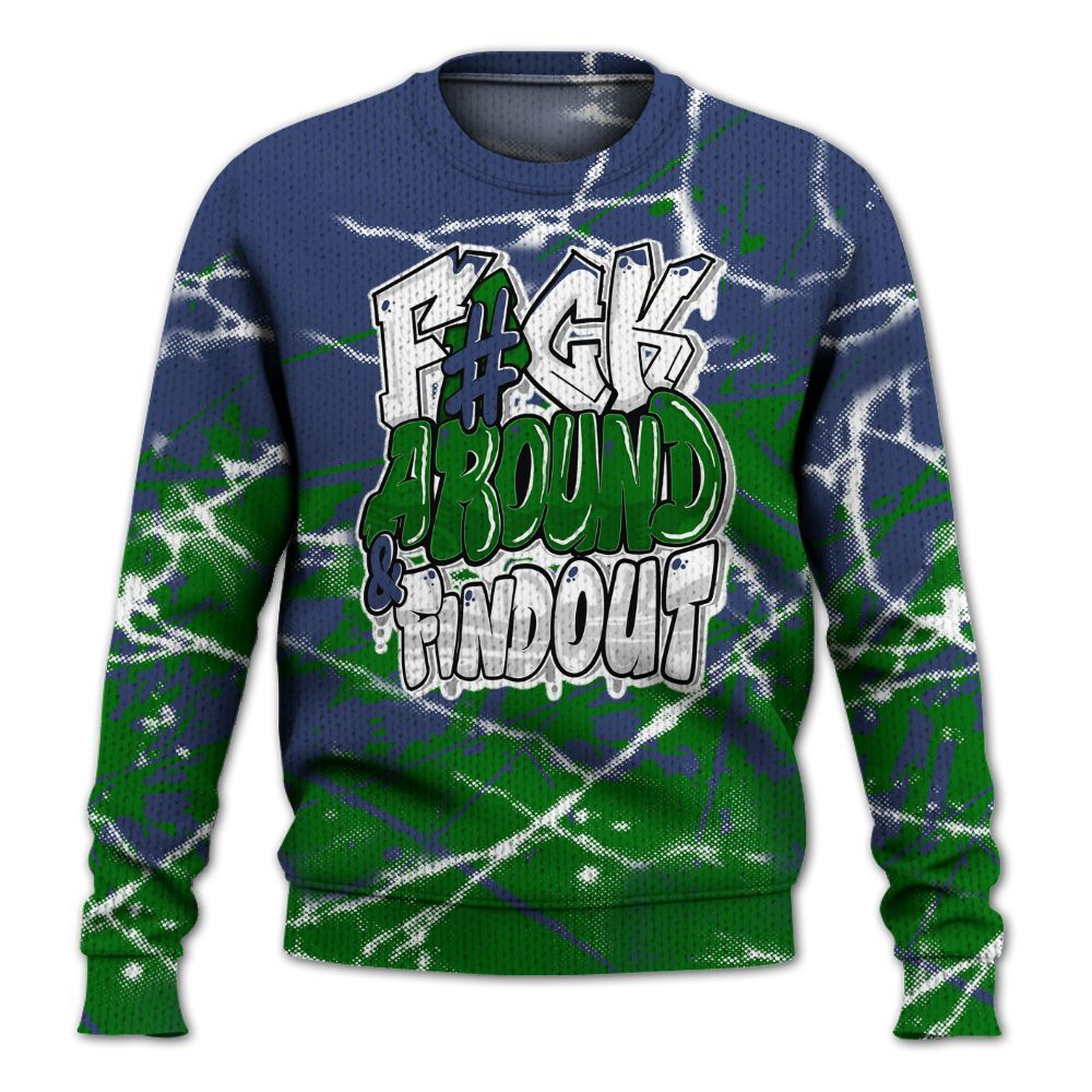 Knitted Sweater To Match Midnight Navy 13s - F Around Find Out Graphic Profound