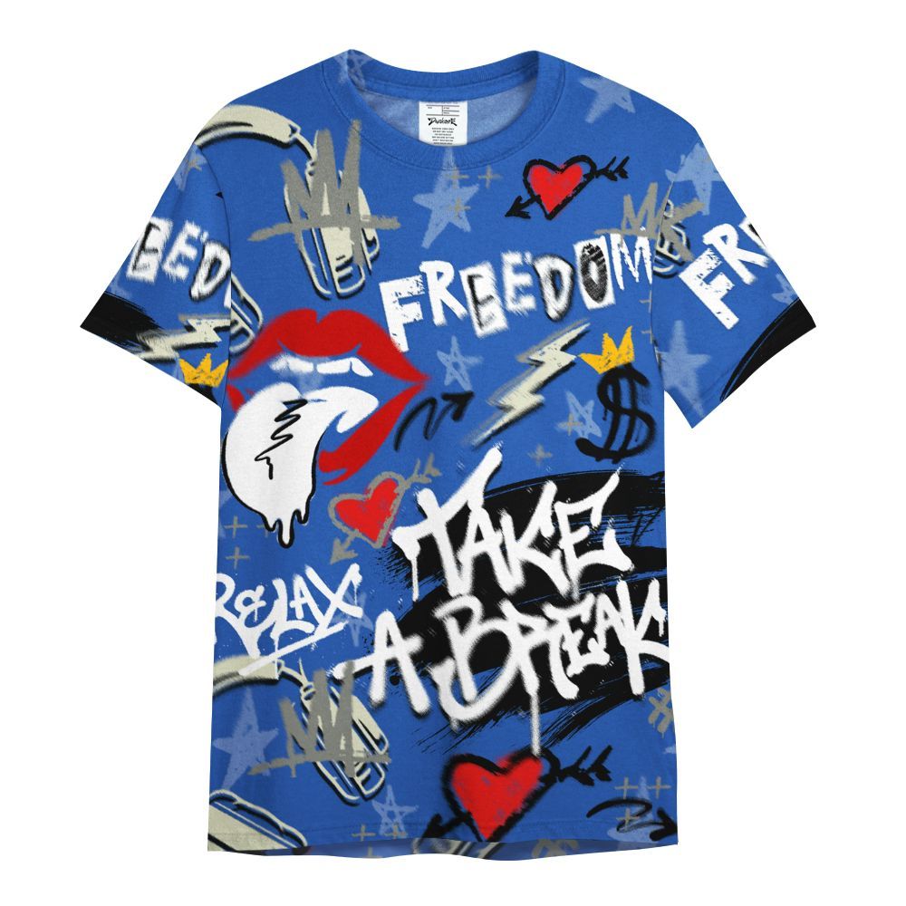 Shirt To Match Lucky Shorts 3s - Take Break Freedom Graffiti Streetwear All Over Print