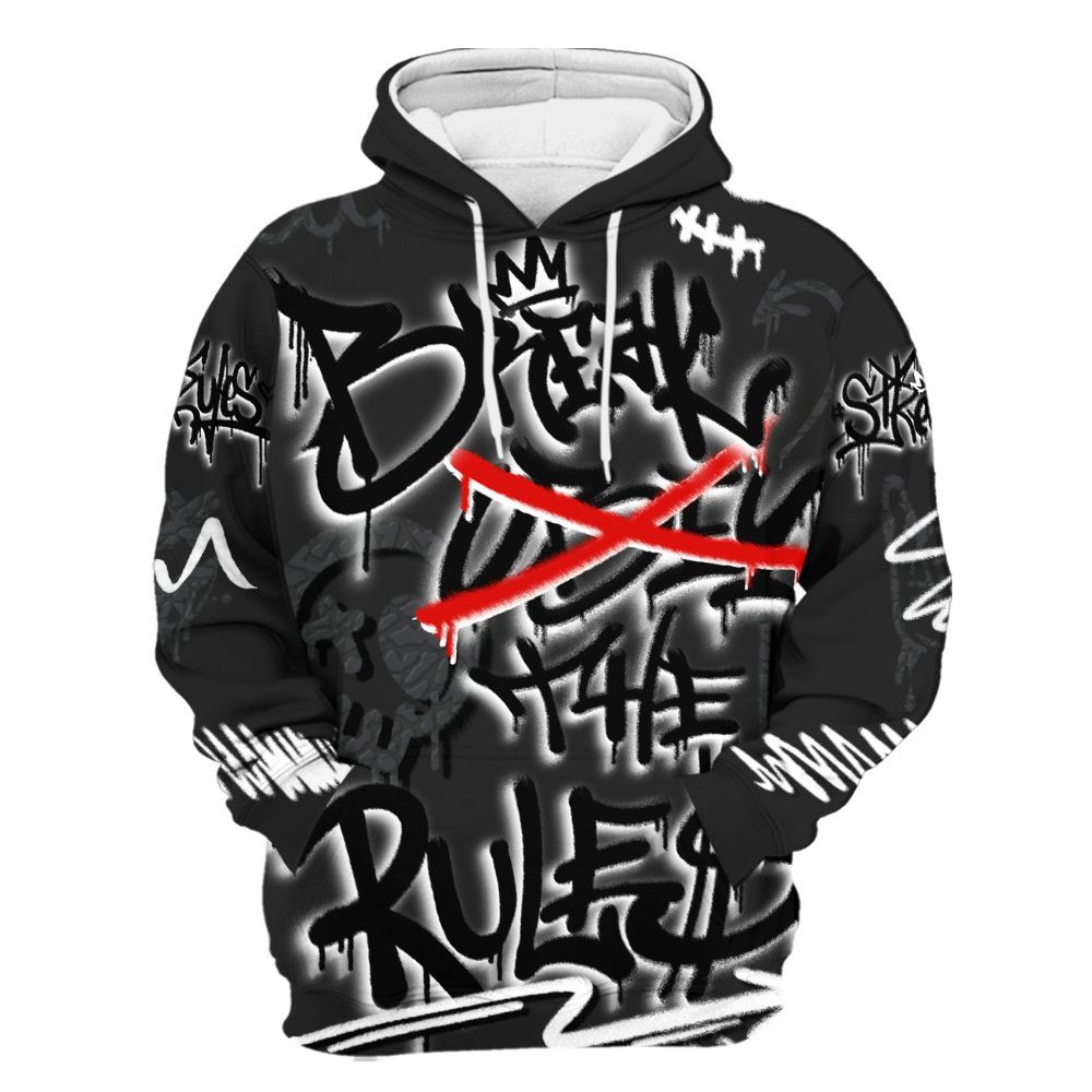 Hoodie To Match Black Cat 3s - Break Rules Streetwear All Over Print