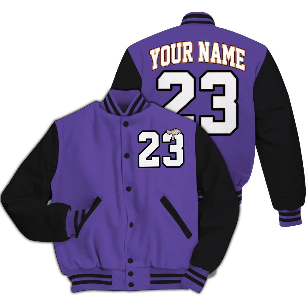 Varsity Jacket To Match Air Max Waffle SP Voltage Purple - Custom Name Number 23 Drip All Over Print