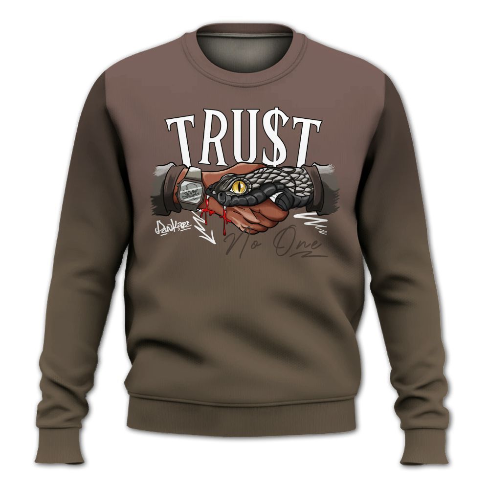 Sweatshirt To Match AMM Dark Mocha 4s - Snake Trust No One Drip All Over Print