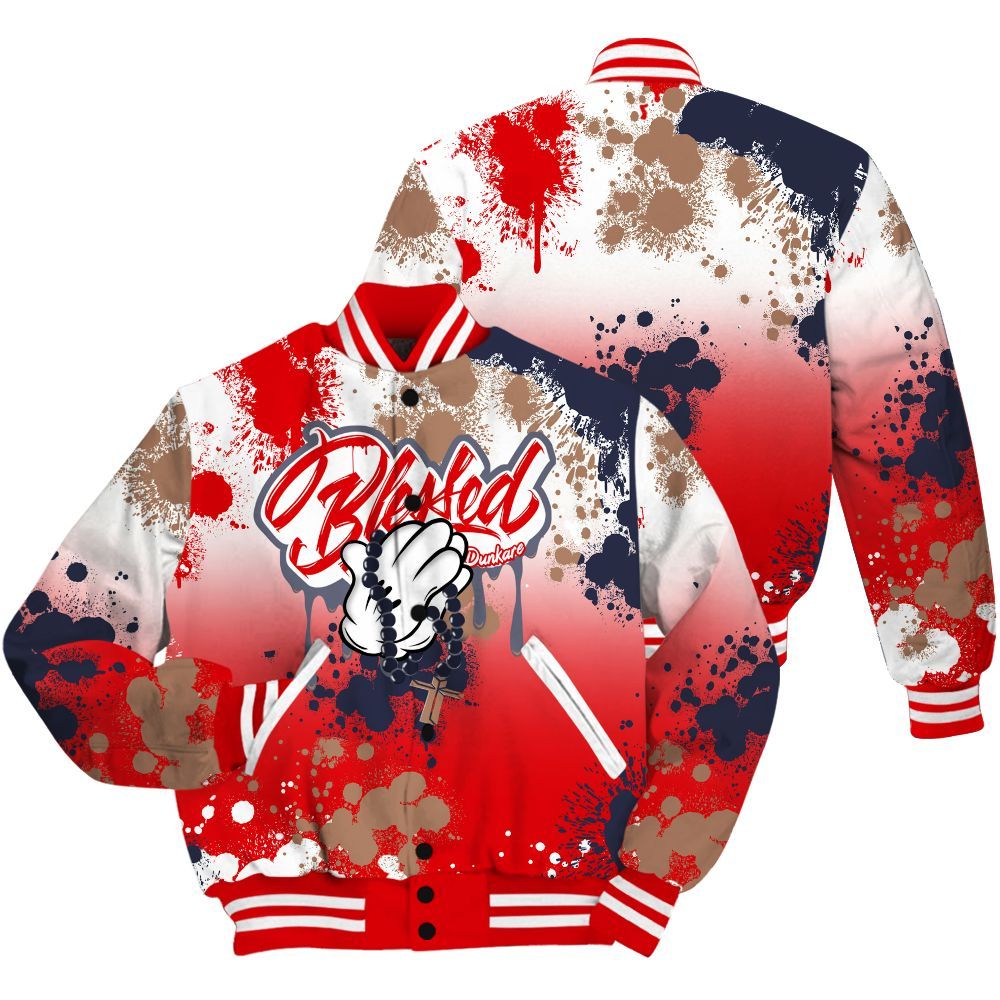 Varsity Jacket To Match Low OG Howard Bison 1s Shirt, God Blessed Dripping All Over Print