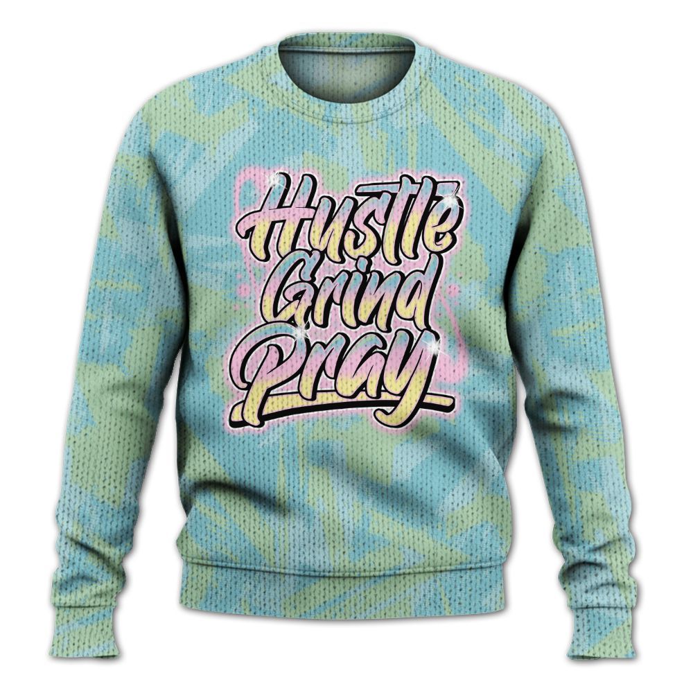 Knitted Sweater To Match SB Dunk Low Visty - Hustles And Prayer Graphic Halftone