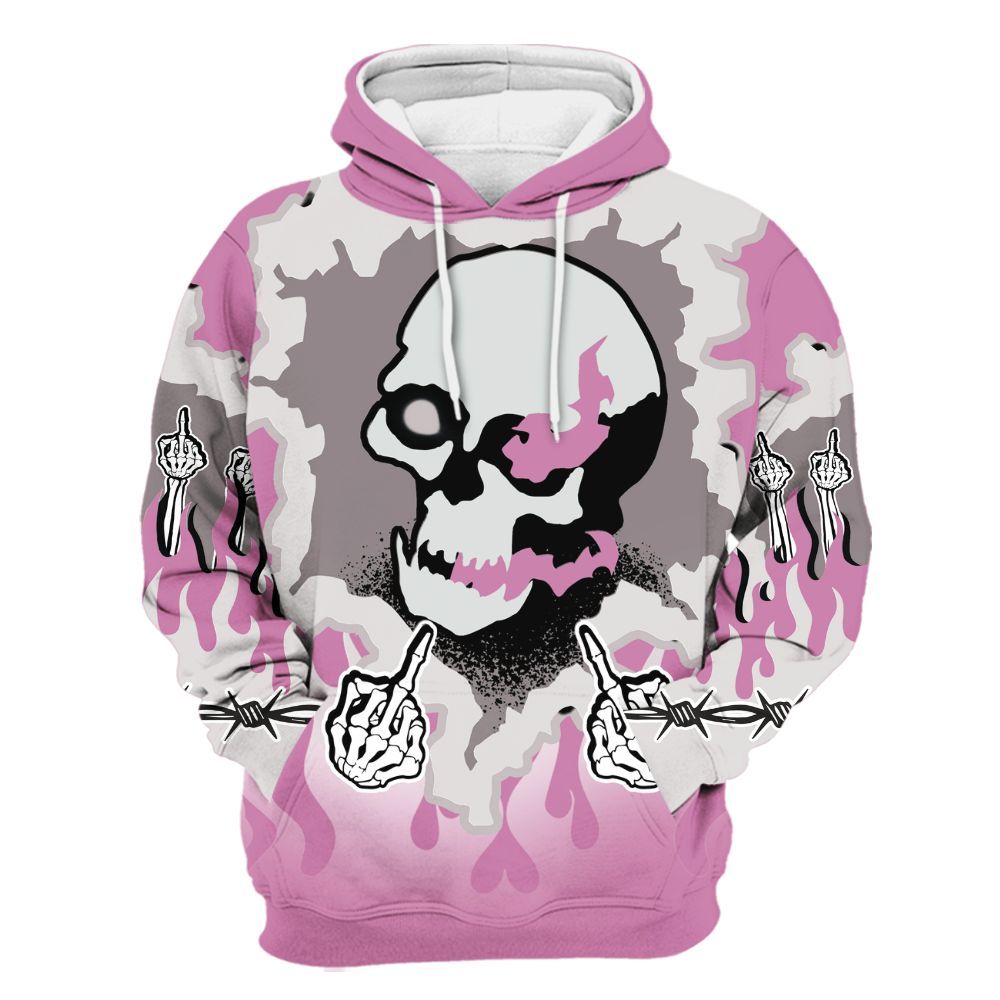 Hoodie To Match Neutral Grey Black White Orchid 4s - F Around Find Out Graphic Trapped All Over Print