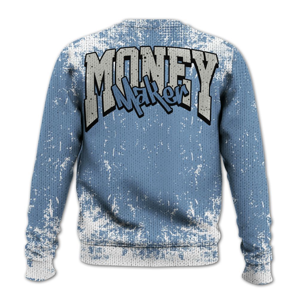 Knitted Sweater To Match University Blue 4s - Move In Silence Money Street Retro