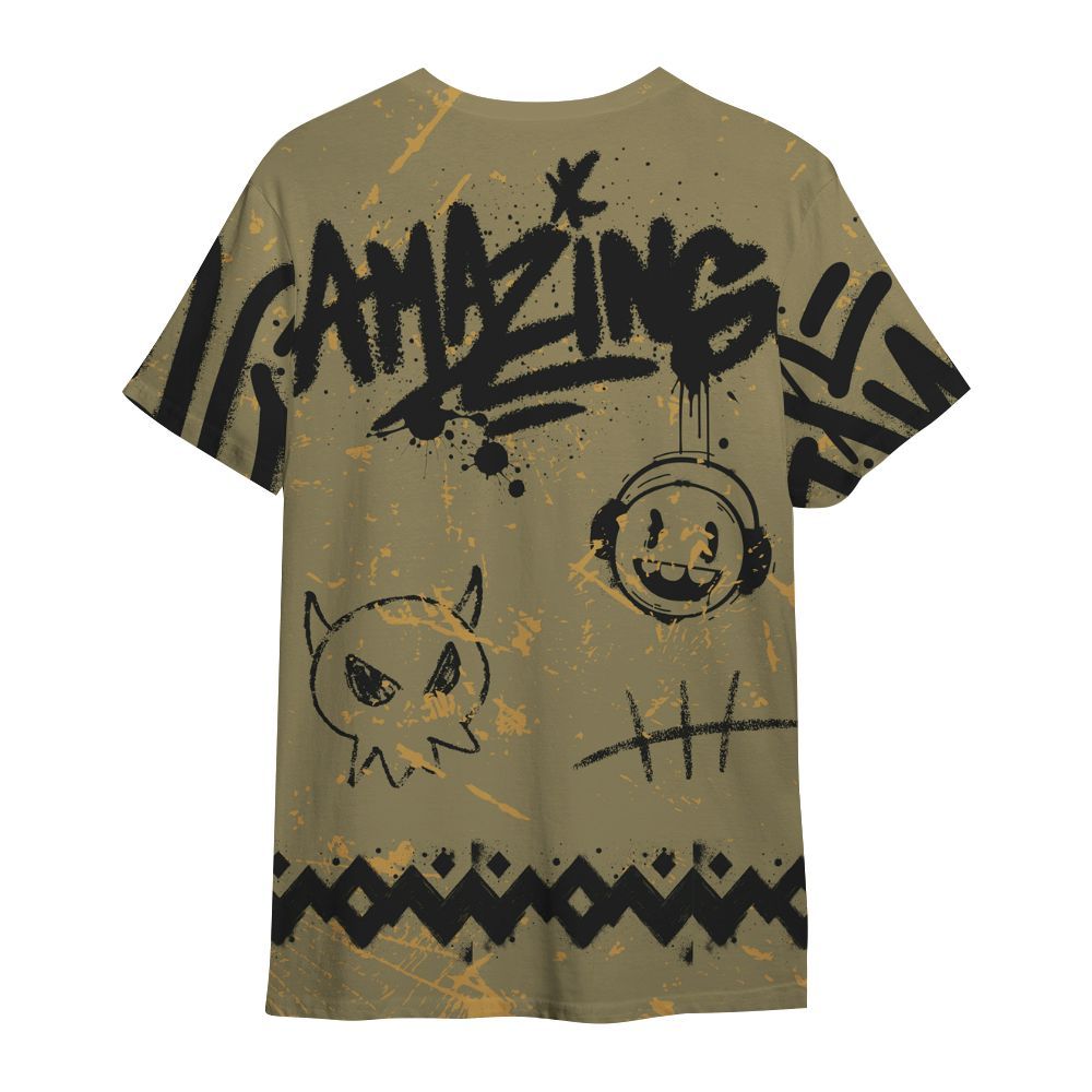 Shirt To Match Black Olive 7s - Friday Sneaker Crayon All Over Print