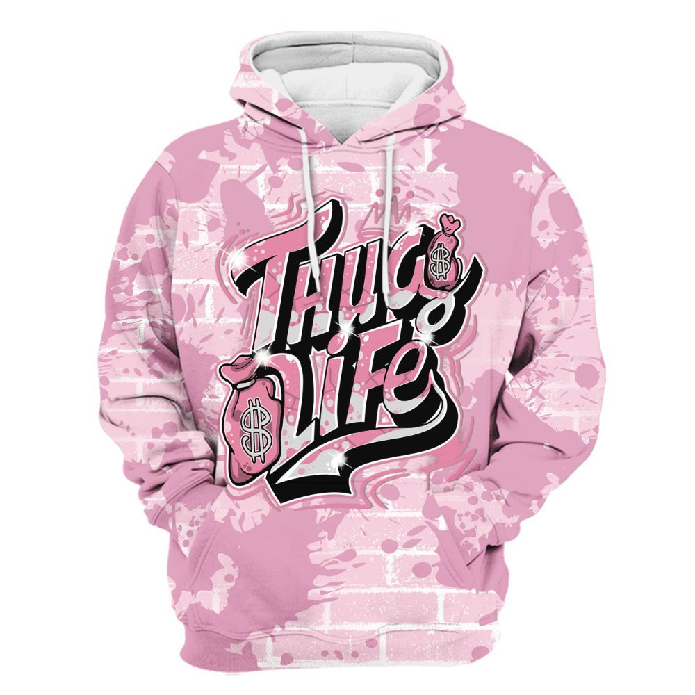 Hoodie To Match Orchid 4s - Free Thug Living Graphic Brick Art All Over Print
