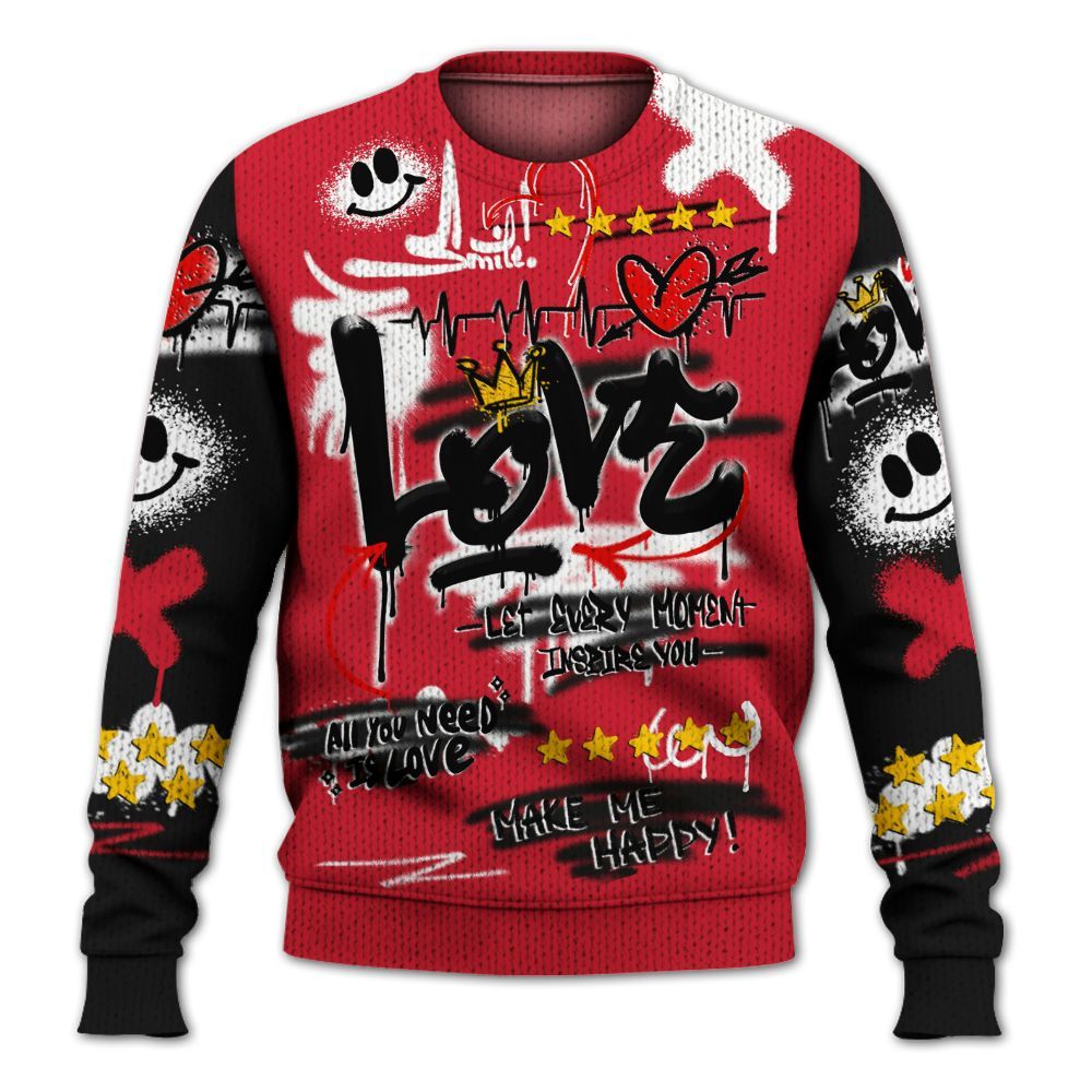 Sweater To Match Flight Club 4s - Happy Love Beats Graffiti Streetwear Graphic