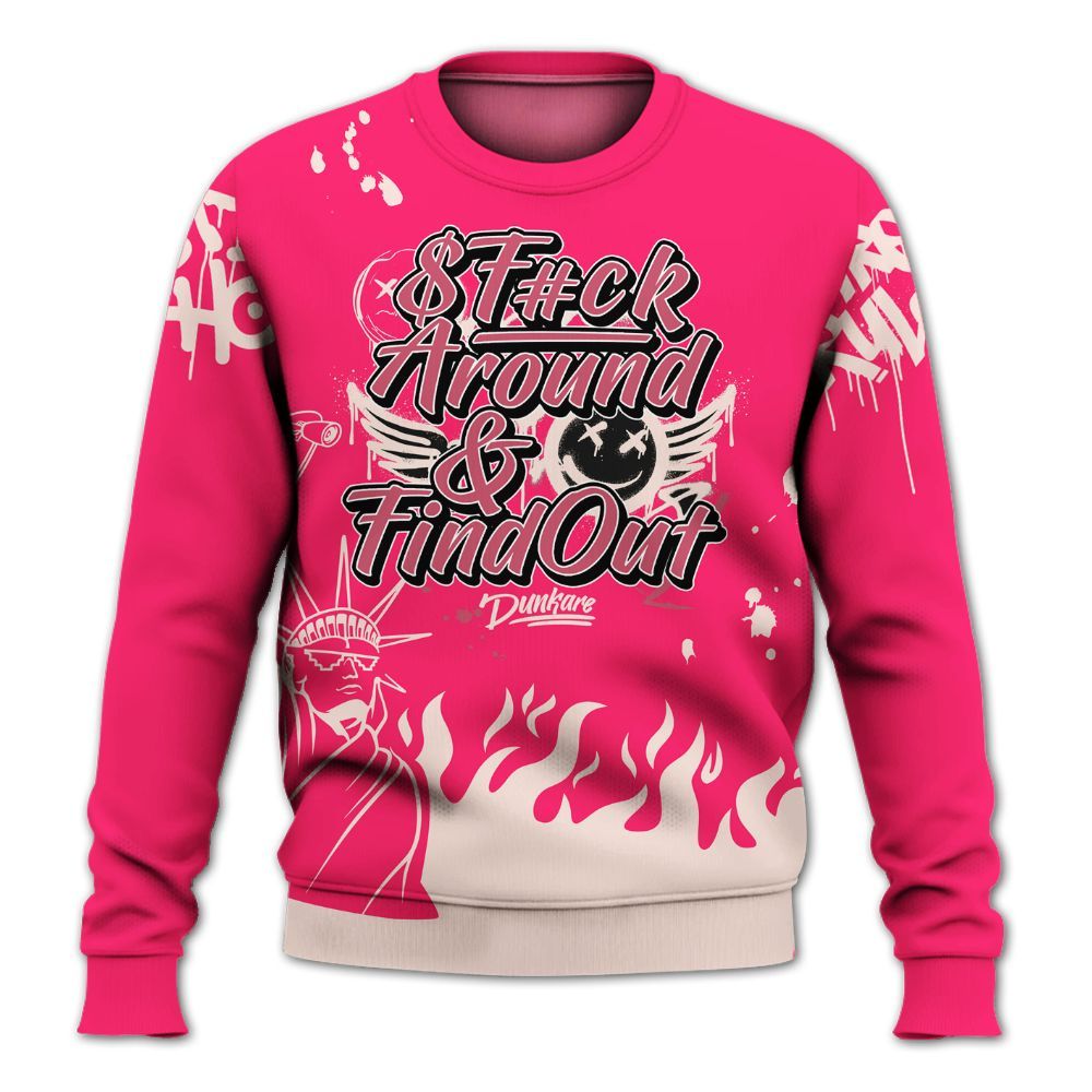 Sweatshirt To Match A'One Hyper Pink Shirt, Graphic Fck Around Find Out All Over Print