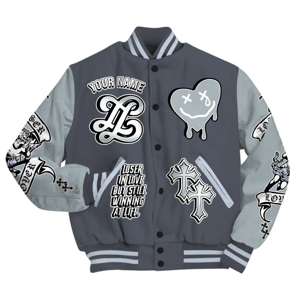 Varsity Jacket To Match Retro Wolf Grey 5s - Loser Lover All Over Print