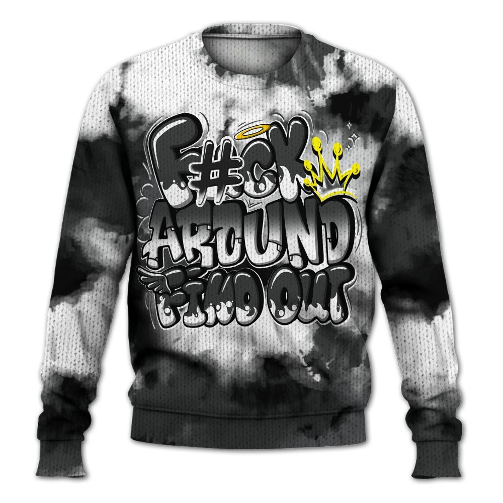 Knitted Sweater To Match White Thunder 4s - Tie Dye FK Around Find Out