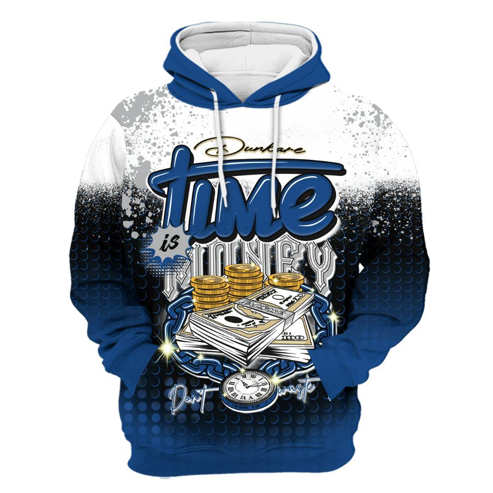 Hoodie To Match Air Ship Royal Blue - Halftone Time Is Money All Over Print