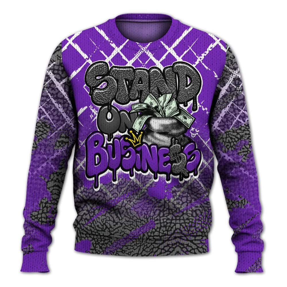 Knitted Sweater To Match Retro Dark Iris 3s - Halftone Stand Business Dripping