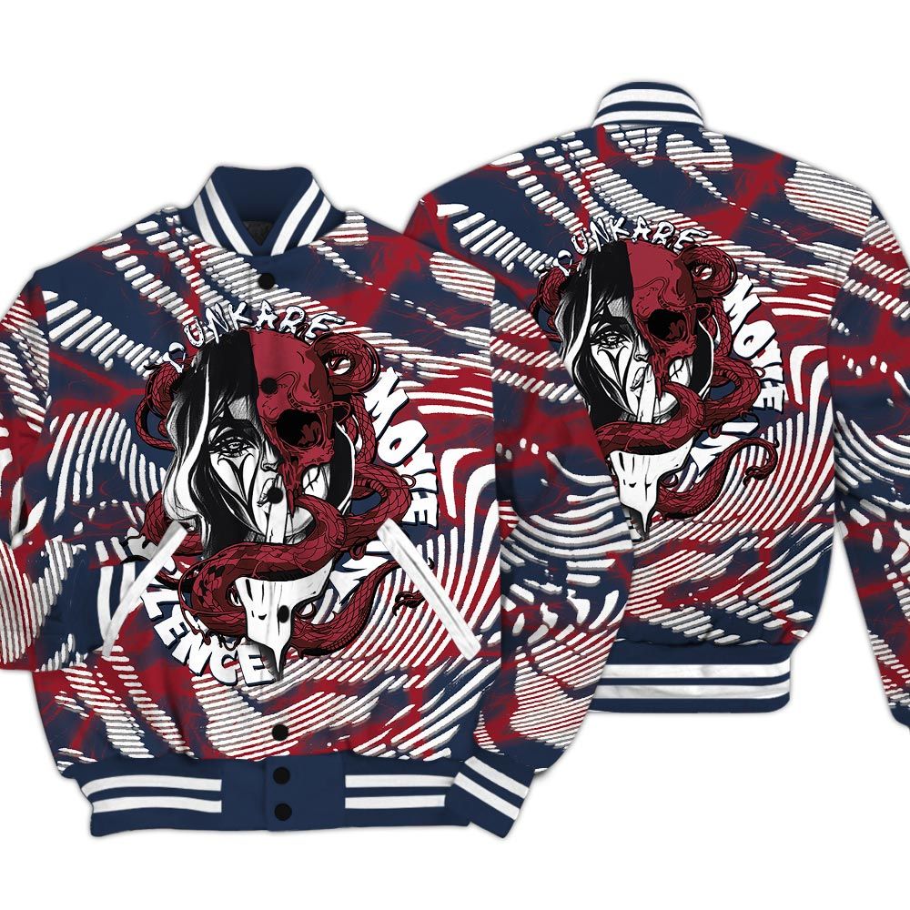 Varsity Jacket To Match Navy Blue 2024 6s - Move In Silence Fume Varsity Jacket Unisex