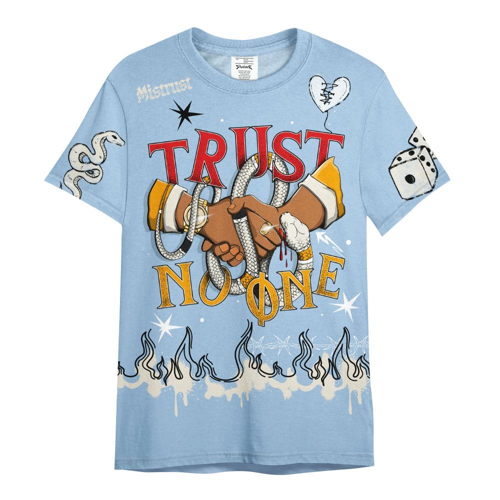 Shirt To Match Retro High OG Pale Ivory Psychic Blue 1s - Trust No One Snake-Bite Doodle Crayon All Over Print