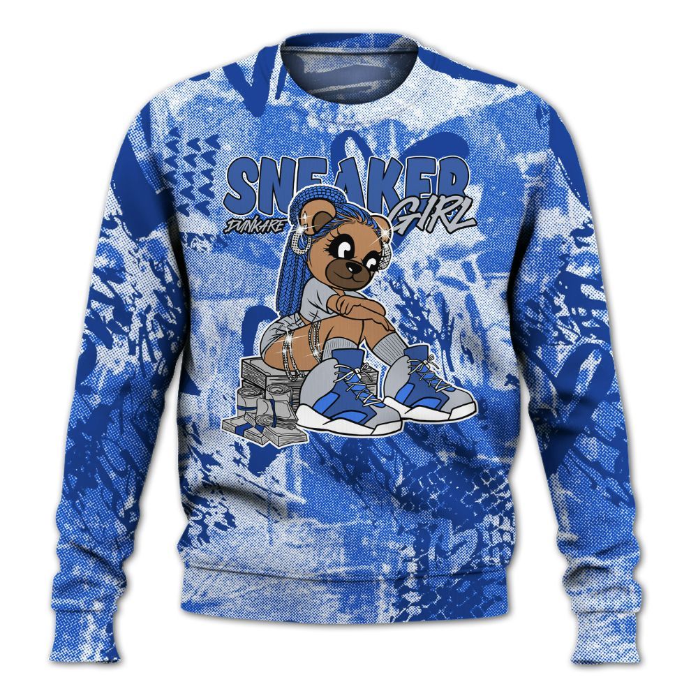 Sweatshirt To Match Air Foamposite One Royal - Sneaker Girl Bear Heart Grunge All Over Print
