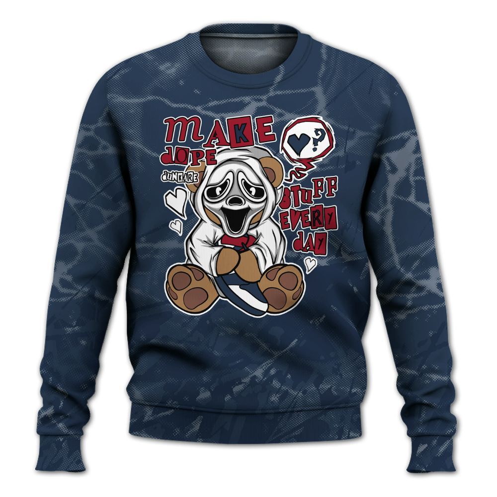 Sweatshirt To Match White Midnight Navy 6s - Make Dopes Bear Profound All Over Print
