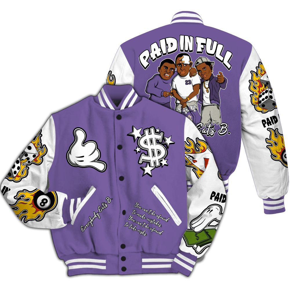 Varsity Jacket To Match Dunk Low Black Raspberry - Everybody Paid In Full Graphic All Over Print