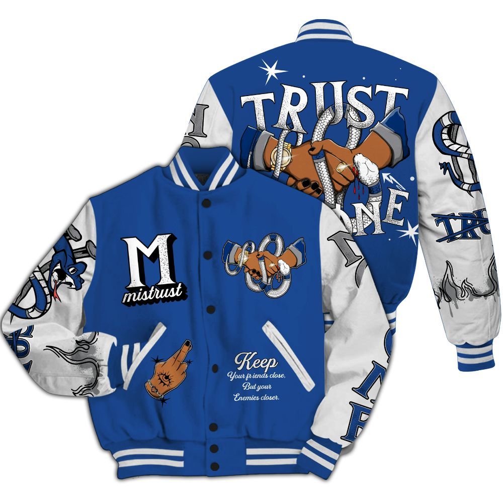 Varsity Jacket To Match High OG True Blue 1s - Trust No One Snake-Bite Street Style All Over Print