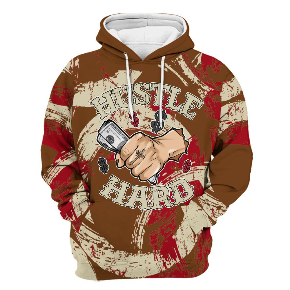 Hoodie To Match Archaeo Brown 5s - Hustles Hard! Splash All Over Print