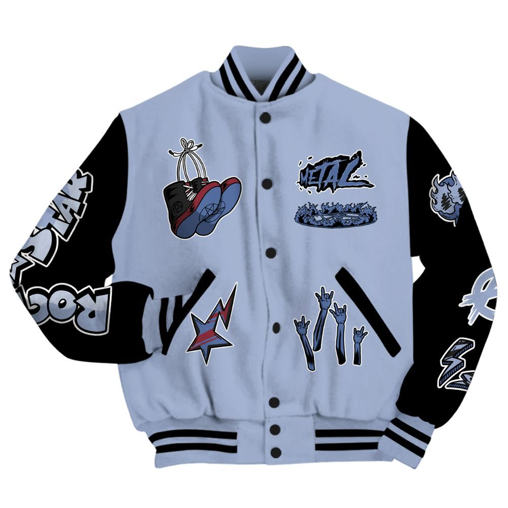 Varsity Jacket To Match Black Metallic 5s - Punk Rock Raccoon All Over Print