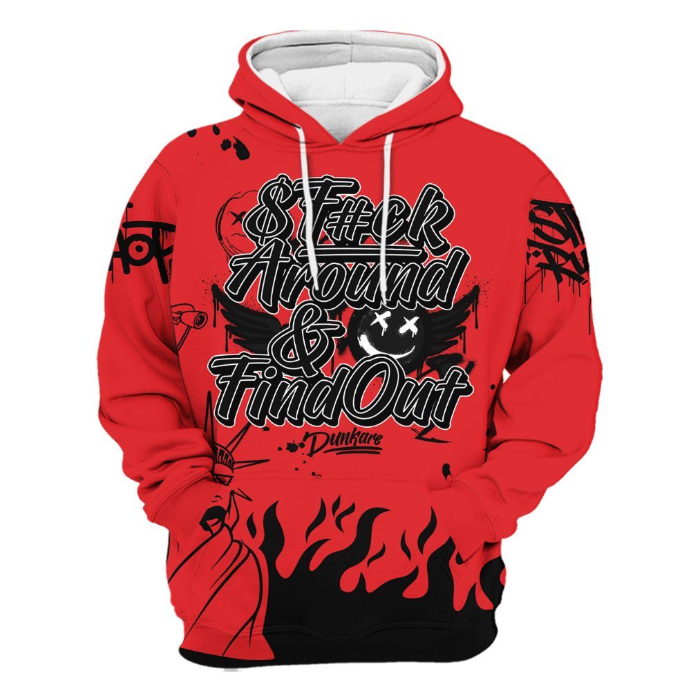 Hoodie To Match Prime 93 Fire Red - Graphic Fck Around Find Out All Over Print