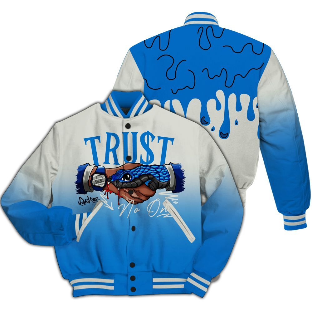 Varsity Jacket To Match Blueberry 12s - Trust No One Drip Streetwear All Over Print