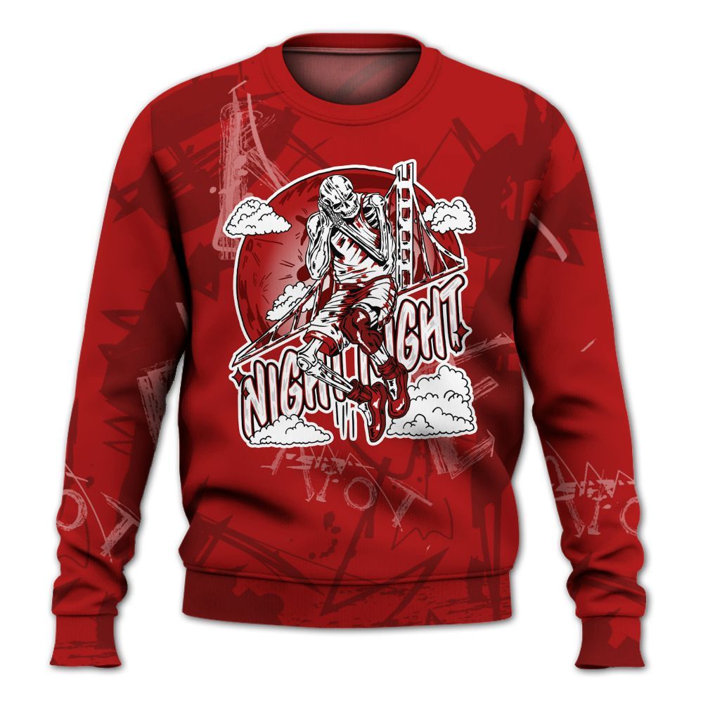 Sweatshirt To Match Red Taxi 12s - Seeya Skeleton Messyz All Over Print