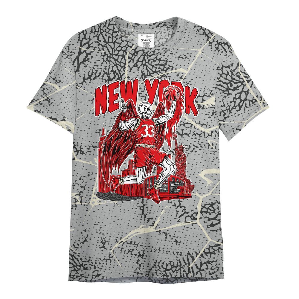 Shirt To Match Cement Grey 3s - Ewing Era Skeleton Crack All Over Print