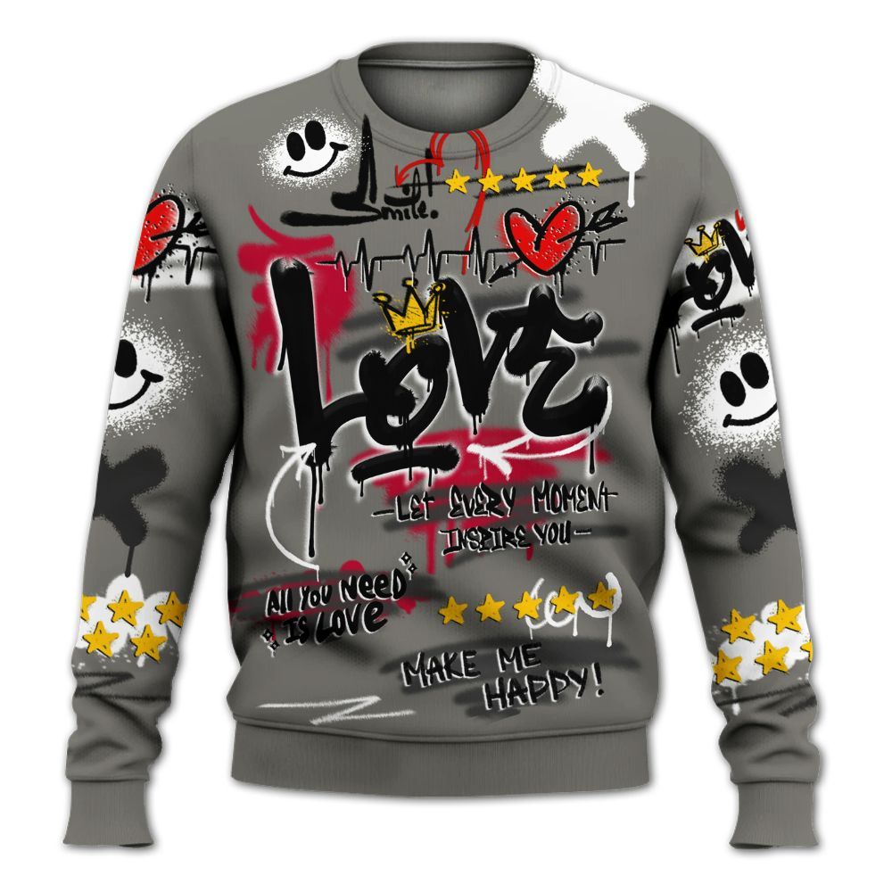 Sweatshirt To Match Shadow 2025 10s Shirt, Happy Love Beats Graffiti Streetwear All Over Print