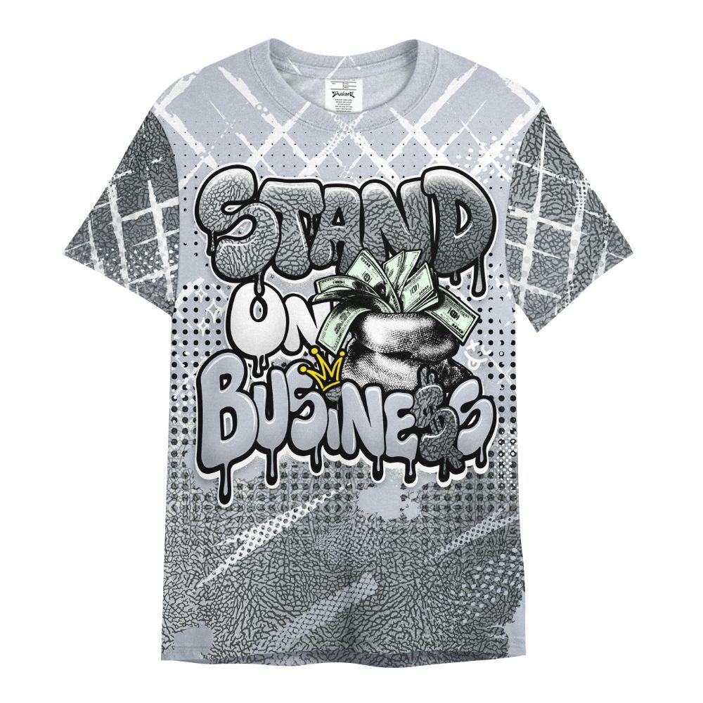 Shirt To Match Cement Grey Silver 3s - Halftone Stand Business Dripping All Over Print
