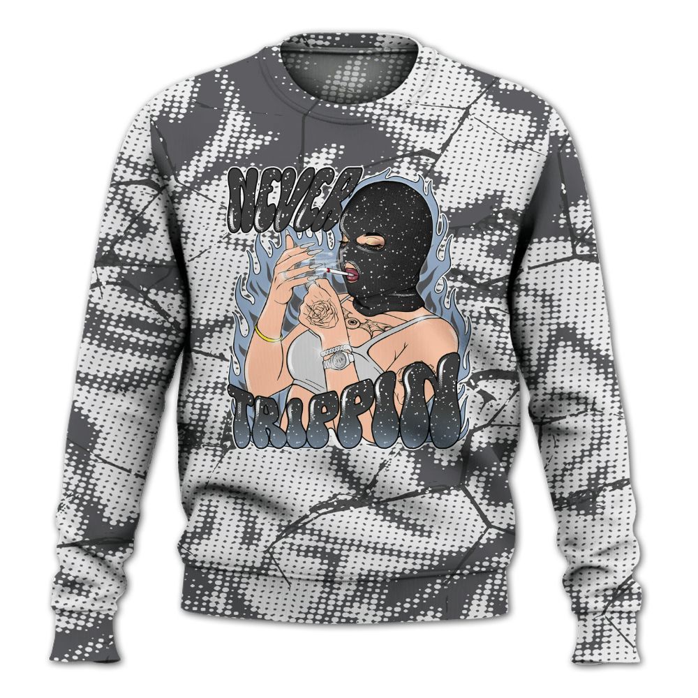 Sweatshirt To Match Reverse Black White 6s - Ne'er Trippin' Unique Crack All Over Print
