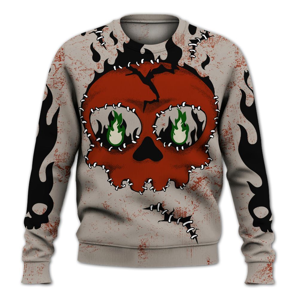 Sweatshirt To Match El Grito 5s - Cracked Skull Stitches All Over Print