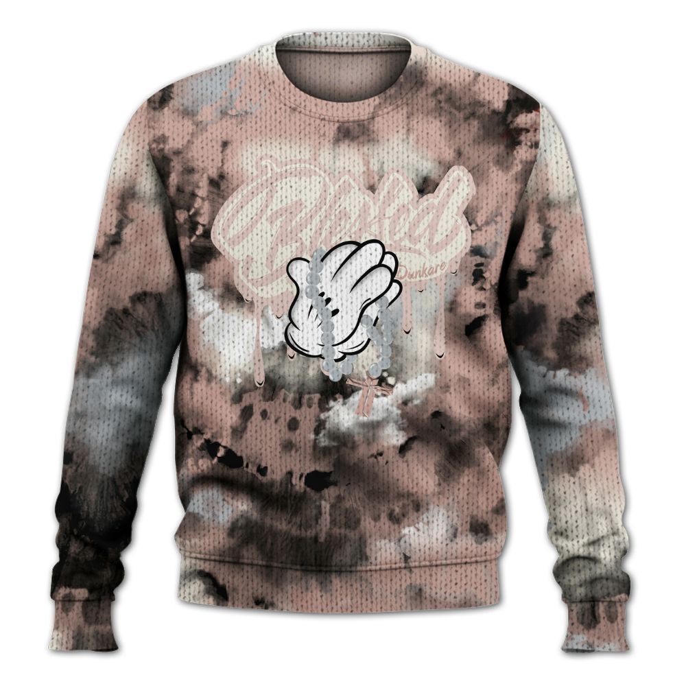 Knitted Sweater To Match Air Force Low 1 Arctic Orange - God Blessed Tie Dye