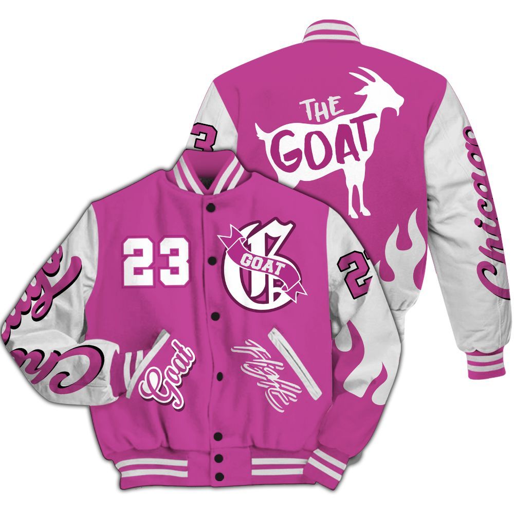 Varsity Jacket To Match Dunk Low Active Fuchsia - The G.O.A.T Flight Streetwear All Over Print