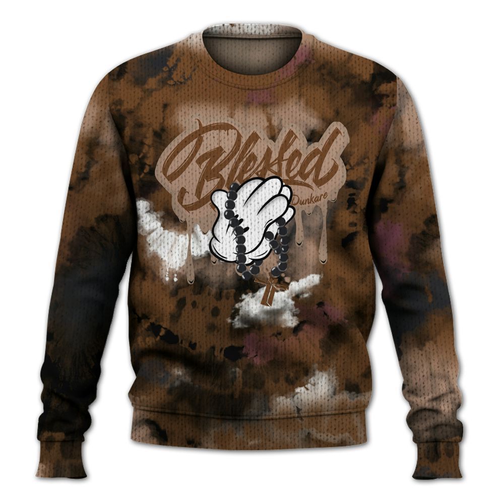 Knitted Sweater To Match Archaeo Brown 3s - God Blessed Tie Dye