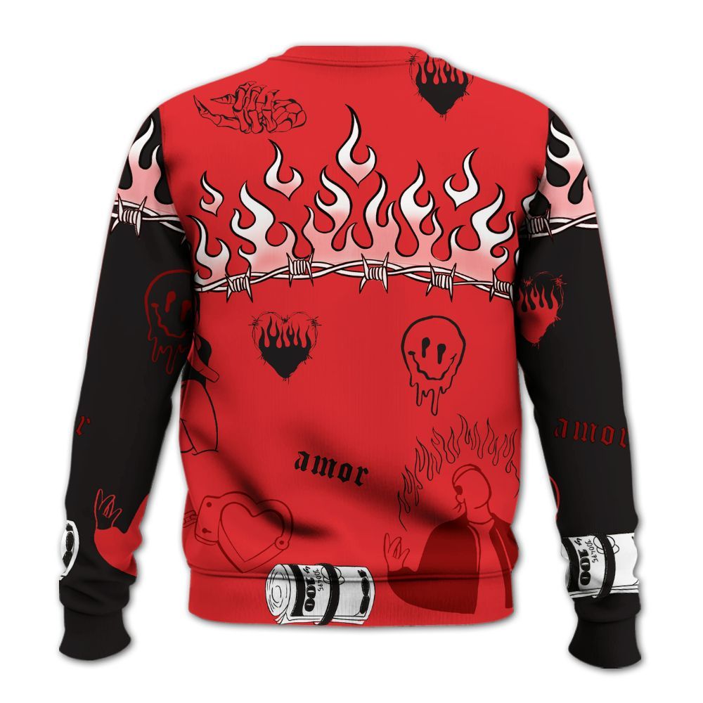 Sweatshirt To Match Chile Red 9s - Snake Trust No One All Over Print